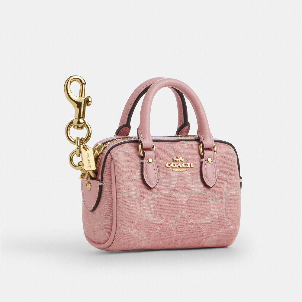Coach Outlet Mini Rowan Bag Charm In Signature Denim NWT